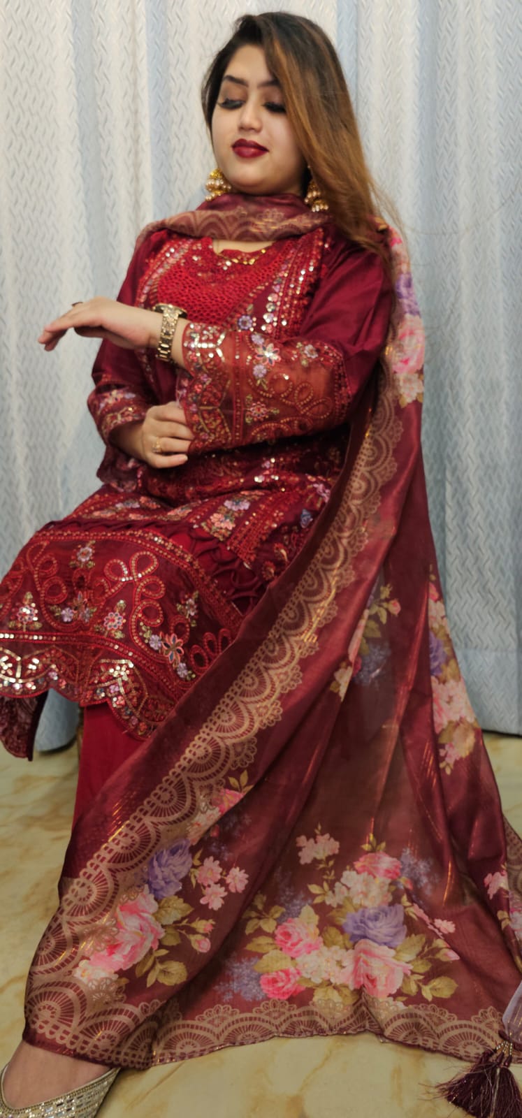 ঈদ স্পেশাল এমব্রয়ডারি কটন থ্রি পিস